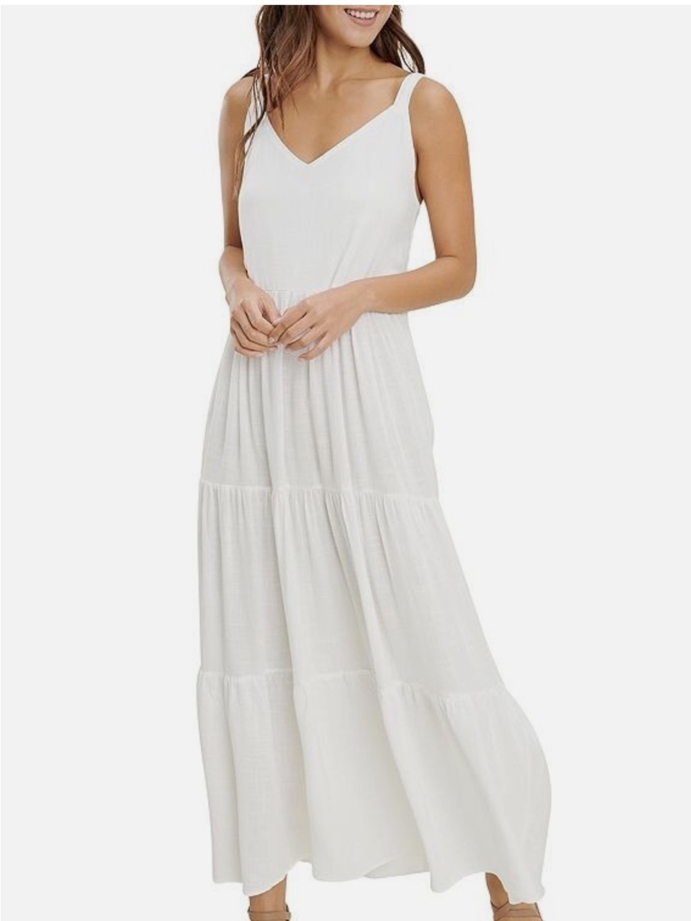 Splendid Linen Blend Tiered Maxi Dress